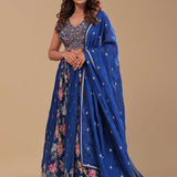 Admiral Blue Chinon Lehenga Set