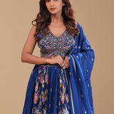 Admiral Blue Chinon Lehenga Set