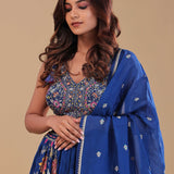 Admiral Blue Chinon Lehenga Set