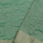 Dark Mint Green Crush Tissue Saree With Paisley Border