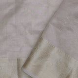 White Crush Tissue Saree With Purple Butta'S