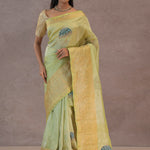 Soft Lime Green Crush Tissue With Teal Blue Butti'S