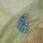 Soft Lime Green Crush Tissue With Teal Blue Butti'S