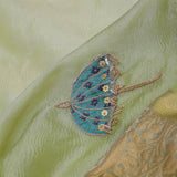 Soft Lime Green Crush Tissue With Teal Blue Butti'S