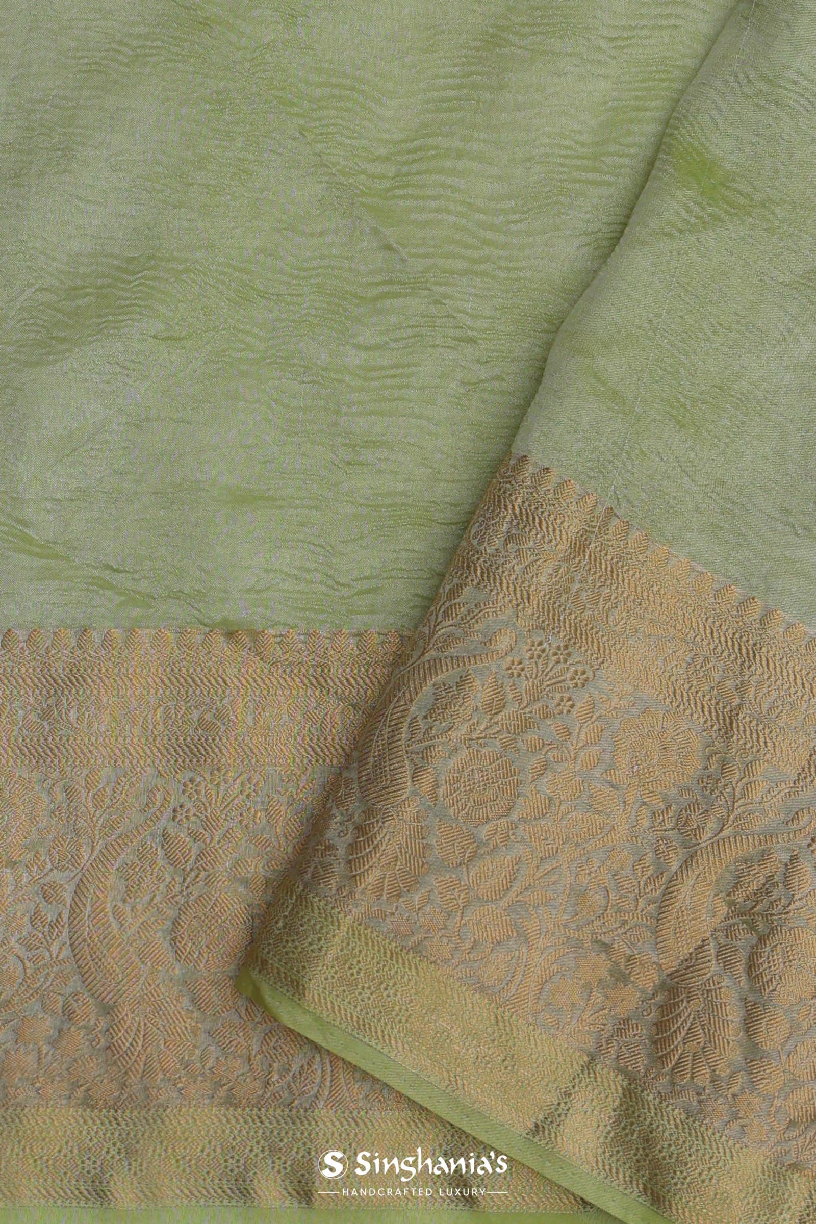 Soft Lime Green Crush Tissue With Teal Blue Butti'S