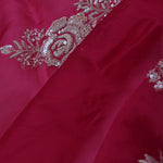 Magenta Organza Embroidery Saree With Scallop Border