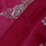 Magenta Organza Embroidery Saree With Scallop Border