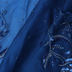 Navy Blue Organza Embroidery Saree With Sequins Border