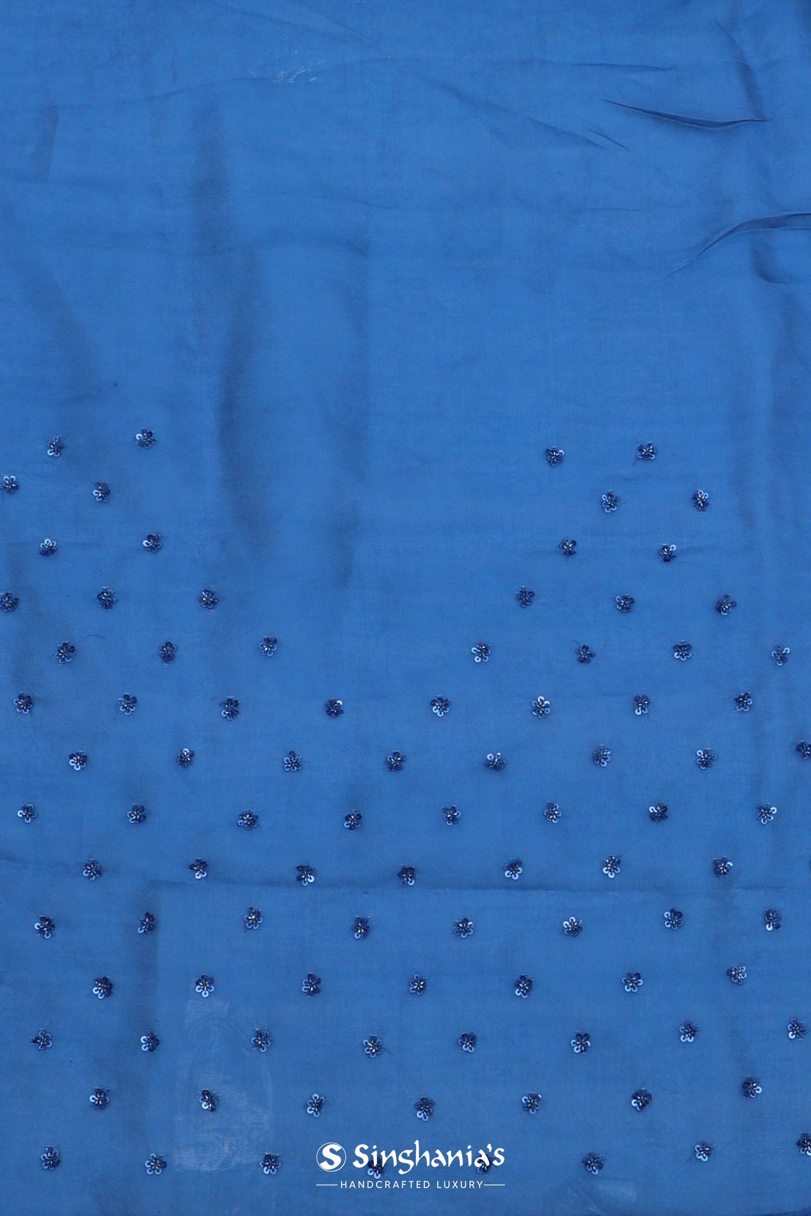 Navy Blue Organza Embroidery Saree With Sequins Border