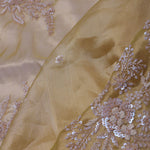 Soft Yellow Tissue Organza Embroidery Saree With Scallop Border