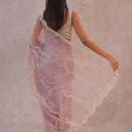 Peach Tissue Organza Embroidery Saree With Scallop Border