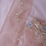 Peach Tissue Organza Embroidery Saree With Scallop Border