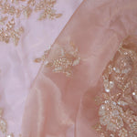 Soft Salmon Pink Organza Saree Embroidery With Scallop Border