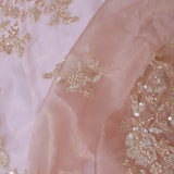 Soft Salmon Pink Organza Saree Embroidery With Scallop Border