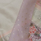 Soft Lemonade Pink Organza Embroidery Saree With Banarasi Border