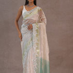 White Organza Embroidery Saree With Designer Border