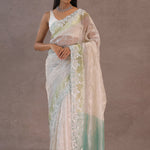 White Organza Embroidery Saree With Designer Border