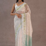 White Organza Embroidery Saree With Designer Border