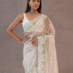 White Organza Embroidery Saree With Designer Border