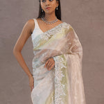 White Organza Embroidery Saree With Designer Border