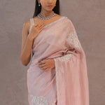 Soft Salmon Pink Crush Tissue With Embroidery Work