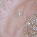 Soft Salmon Pink Crush Tissue With Embroidery Work