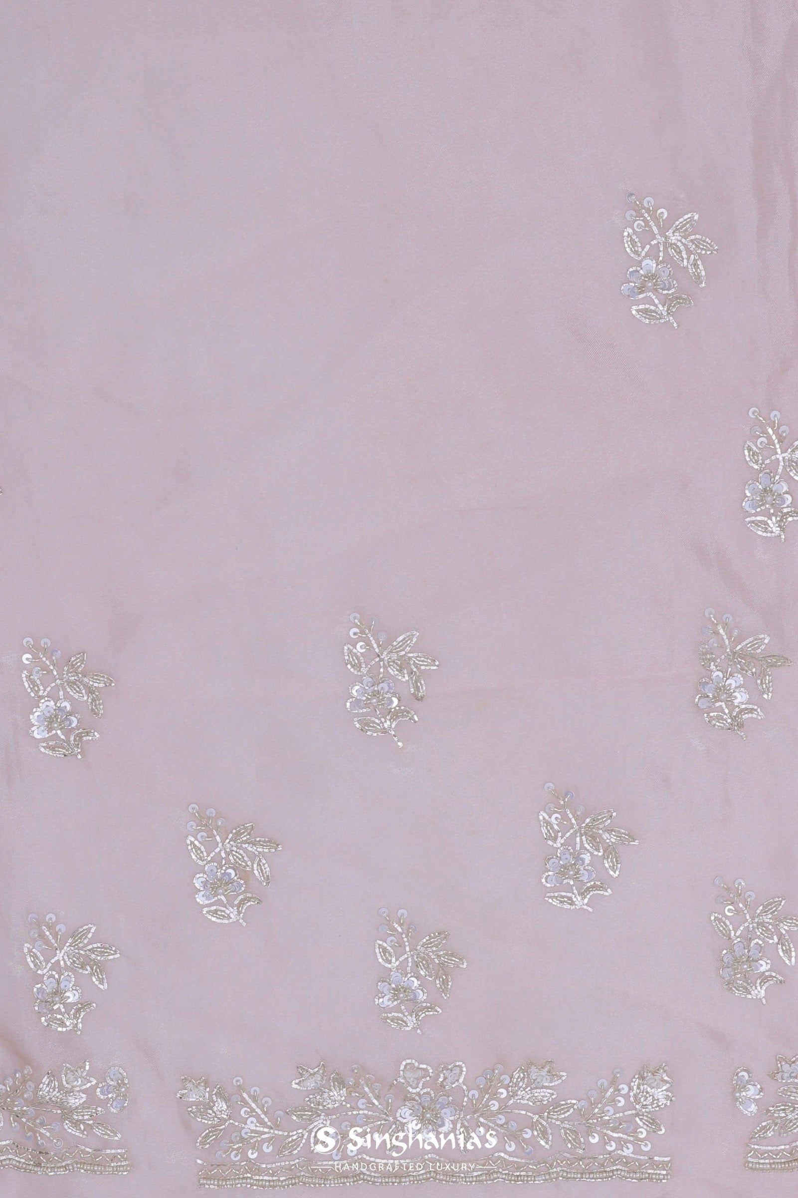 Soft Salmon Pink Crush Tissue With Embroidery Work