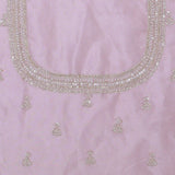 Crepe Pink Tissue Organza Embroidery Saree With Scallop Border