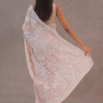 Soft Salmon Pink Tissue Organza Embroidery Saree With Scallop Border