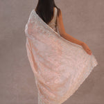 Soft Peach Tissue Organza Embroidery Saree With Scallop Border