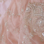Soft Peach Tissue Organza Embroidery Saree With Scallop Border
