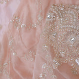 Soft Peach Tissue Organza Embroidery Saree With Scallop Border