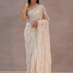 Bone White Tissue Organza Saree With Embroidery Border