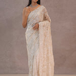 Bone White Tissue Organza Saree With Embroidery Border