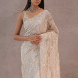 Bone White Tissue Organza Saree With Embroidery Border