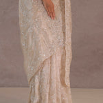 Bone White Tissue Organza Saree With Embroidery Border