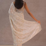 Bone White Tissue Organza Saree With Embroidery Border