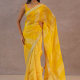 Dual Yellow Shade Organza Saree With Embroidery Work