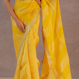 Dual Yellow Shade Organza Saree With Embroidery Work