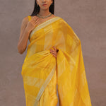 Dual Yellow Shade Organza Saree With Embroidery Work