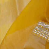 Dual Yellow Shade Organza Saree With Embroidery Work