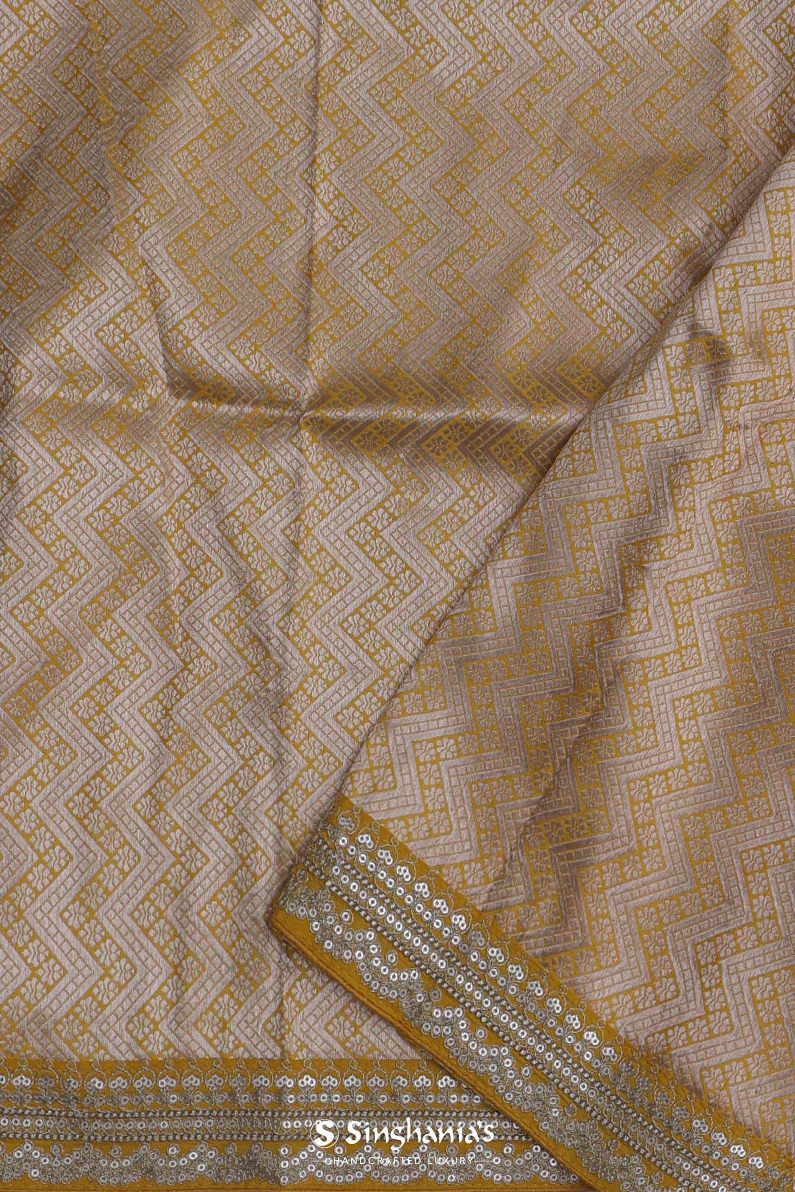 Dual Yellow Shade Organza Saree With Embroidery Work