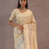 Soft Beige Soft Kanchi Silk Saree With Floral Butti