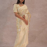 Soft Beige Soft Kanchi Silk Saree With Floral Butti