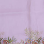 Blush Pink Organza Embroidery Saree With Floral Border