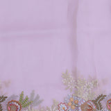 Blush Pink Organza Embroidery Saree With Floral Border