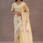 Soft Beige Soft Kanchi Silk Saree With Petit Point Buttis