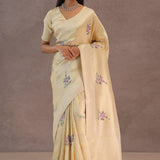Soft Beige Soft Kanchi Silk Saree With Petit Point Buttis