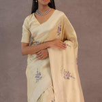 Soft Beige Soft Kanchi Silk Saree With Petit Point Buttis