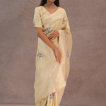 Soft Beige Soft Kanchi Silk Saree With Petit Point Buttis
